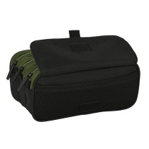 Trousse Fourre-Tout Triple Safta Dark forest Noir Vert 21,5 x 10 x 8 cm