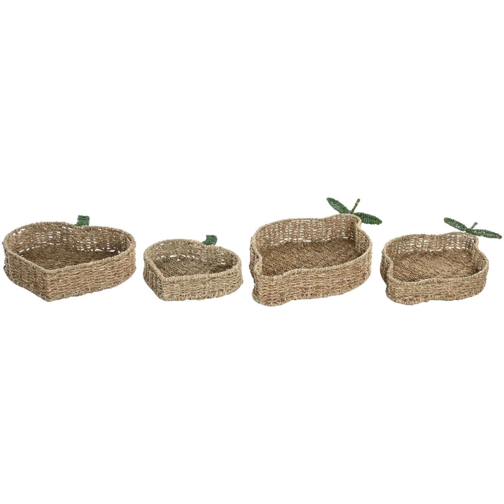 Tischdekoration Home ESPRIT grün natürlich Metall Naturfaser 33 X 32 X 8 CM (2 Stück)