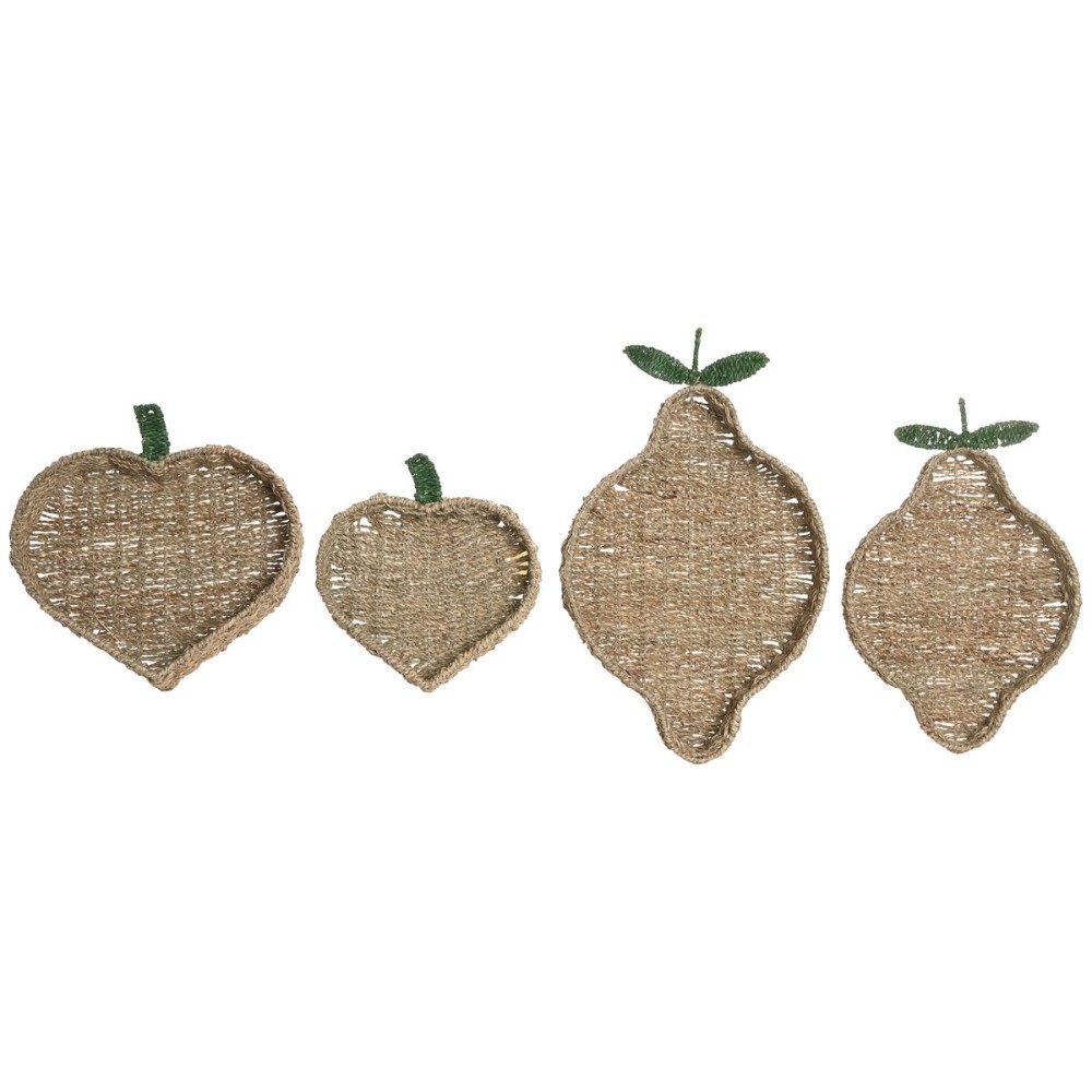 Centre de Table Home ESPRIT Vert Naturel Métal Fibre naturelle 33 X 32 X 8 CM (2 Unités)