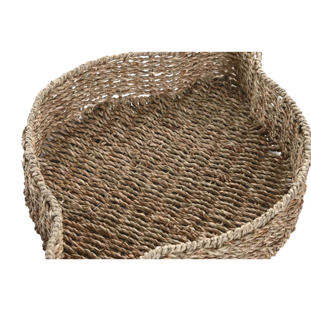Centre de Table Home ESPRIT Vert Naturel Métal Fibre naturelle 33 X 32 X 8 CM (2 Unités)