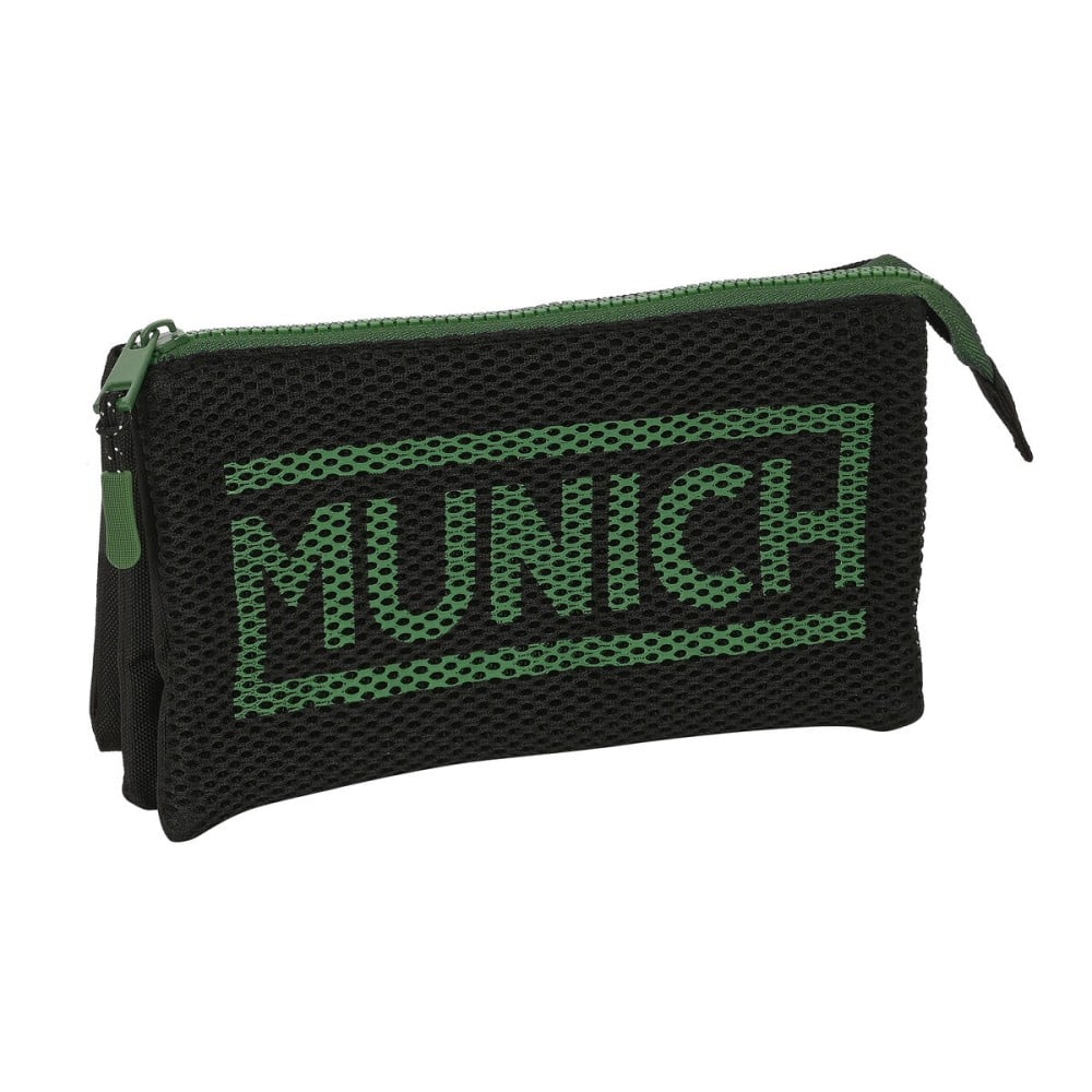 Dreifaches Mehrzweck-Etui Munich Caviar Schwarz 22 x 12 x 3 cm