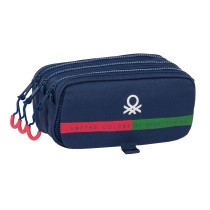 Dreifaches Mehrzweck-Etui Benetton Italy Marineblau 21,5 x 10 x 8 cm