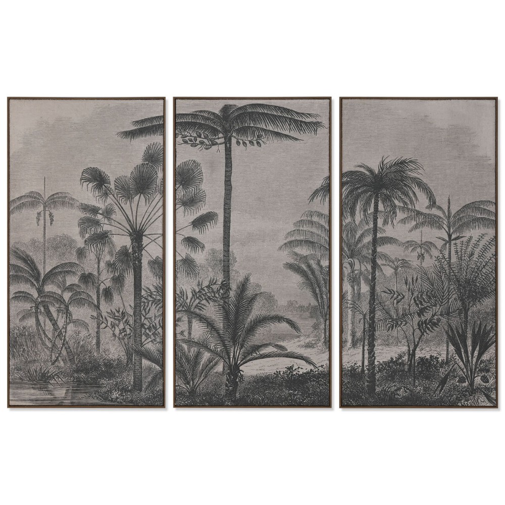 Jeu de 3 tableaux Home ESPRIT Jute polystyrène 180 x 4 x 120 cm (3 Pièces)