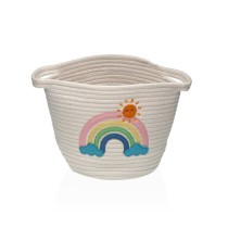 Korb Versa Weiß Polypropylen Faser Regenbogen 25 x 20 x 25 cm