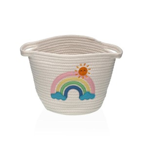 Korb Versa Weiß Polypropylen Faser Regenbogen 25 x 20 x 25 cm