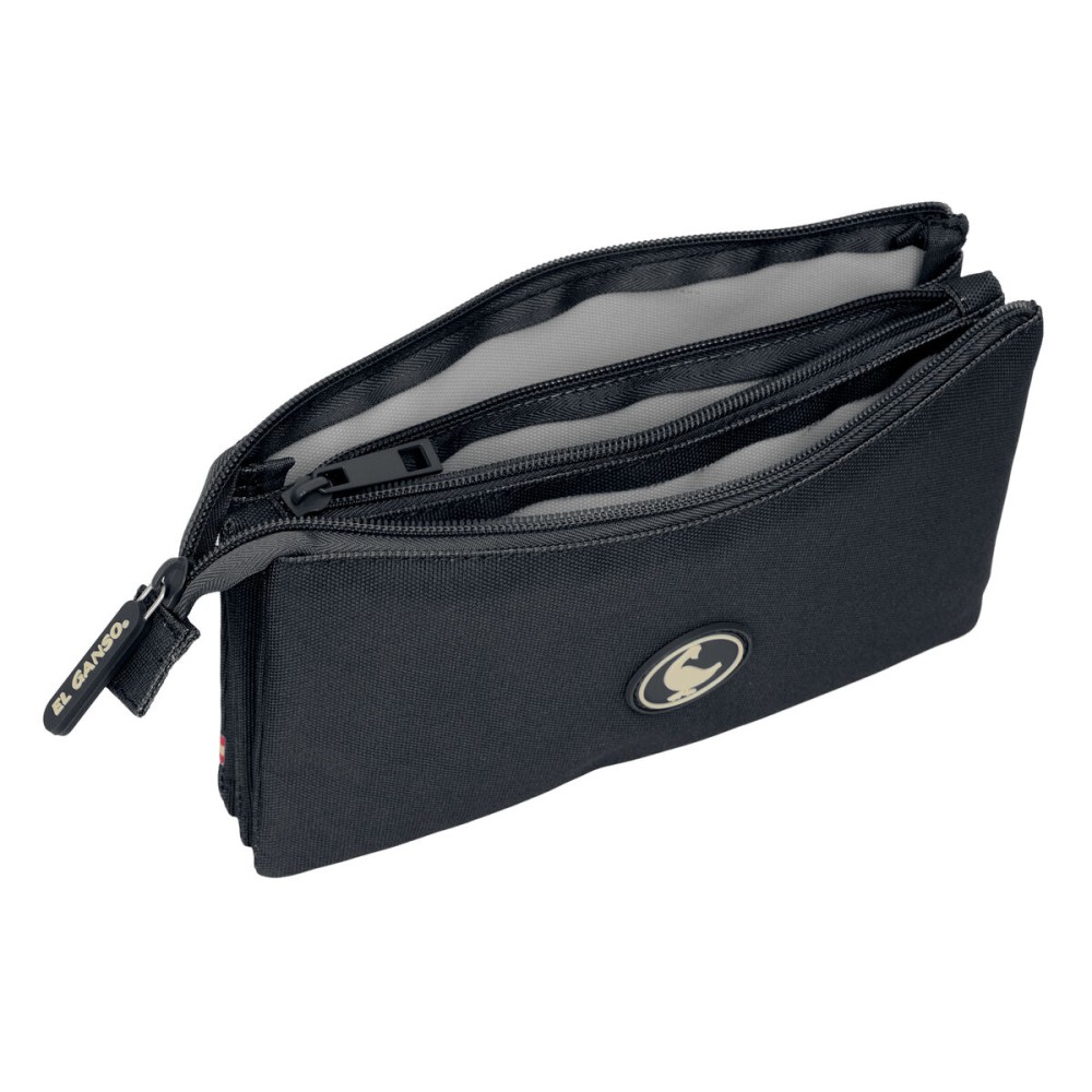 Trousse Fourre-Tout Triple El Ganso Noir 22 x 12 x 3 cm