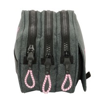 Trousse Fourre-Tout Triple Kappa Silver pink Gris 21,5 x 10 x 8 cm