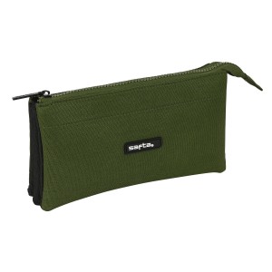 Trousse Fourre-Tout Triple Safta Dark forest Noir Vert 22 x 12 x 3 cm