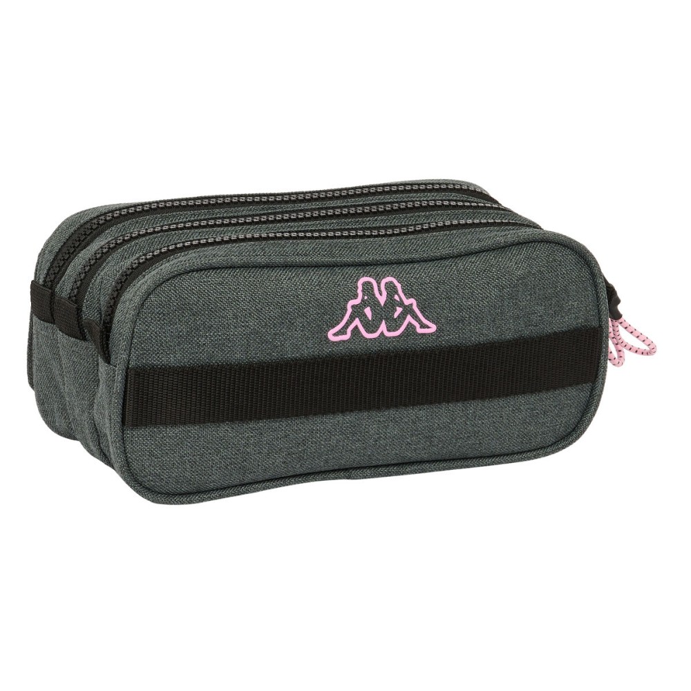 Trousse Fourre-Tout Triple Kappa Silver pink Gris 21,5 x 10 x 8 cm