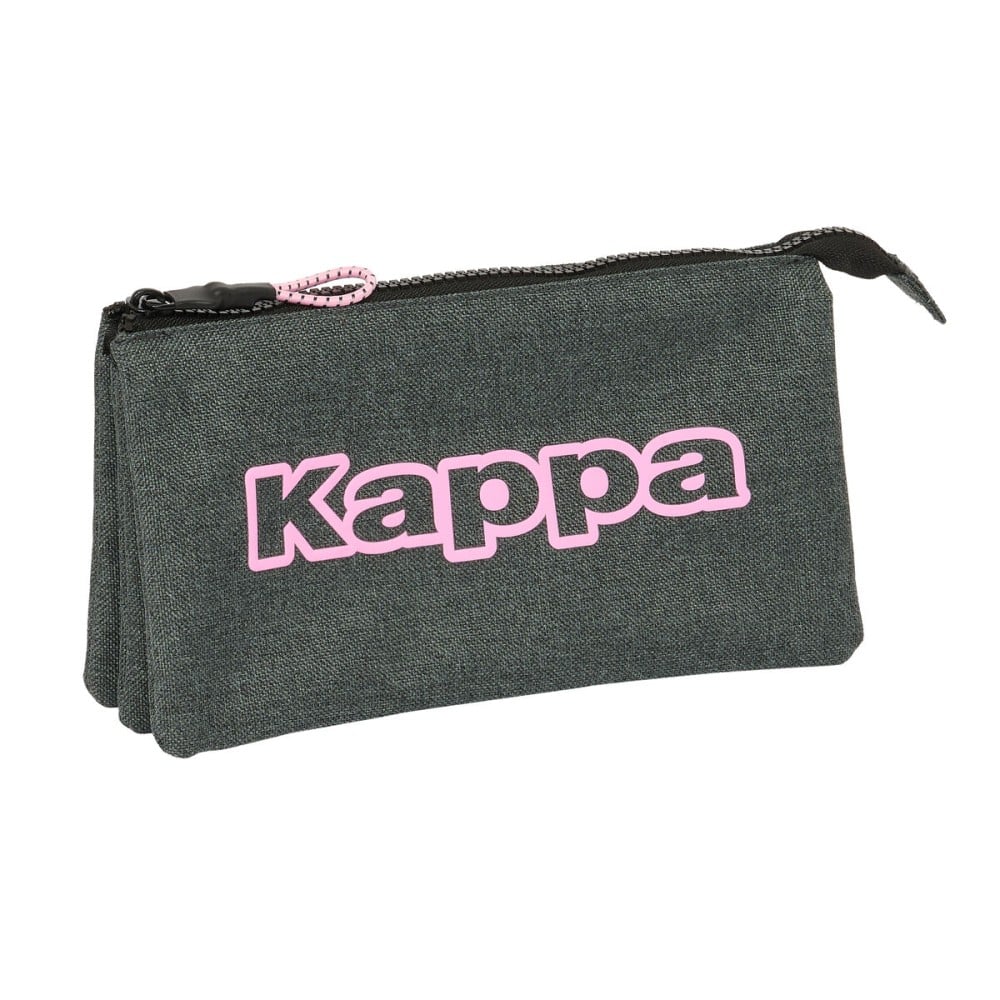 Trousse Fourre-Tout Triple Kappa Silver pink Gris 22 x 12 x 3 cm