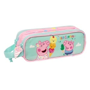 Zweifaches Mehrzweck-Etui Peppa Pig Ice cream Rosa Minze 21 x 8 x 6 cm