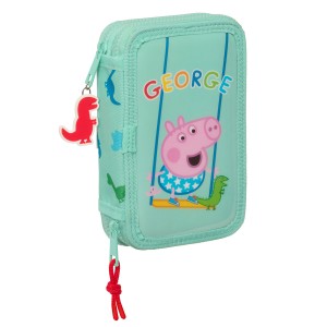 Double Pencil Case Peppa Pig George Mint 12.5 x 19.5 x 4 cm (28 Pieces)