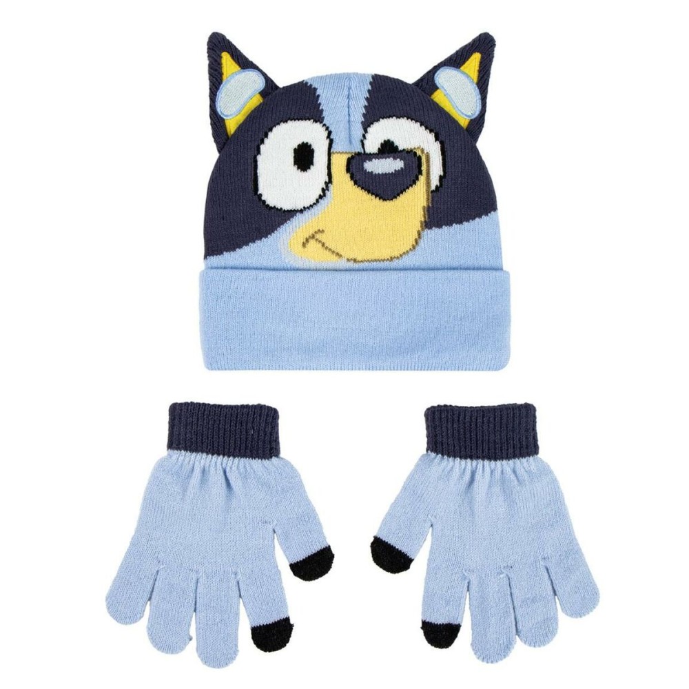 Kindermütze Bluey Blau Handschuhe