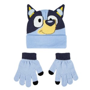 Kindermütze Bluey Blau Handschuhe