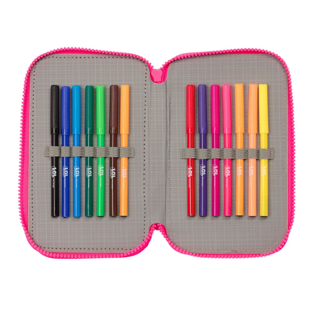 Triple Pencil Case LOL Surprise! Divas Blue 12.5 x 19.5 x 5.5 cm (36 Pieces)