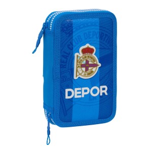 Doppel-Federtasche R. C. Deportivo de La Coruña Blau 12.5 x 19.5 x 4 cm (28 Stücke)