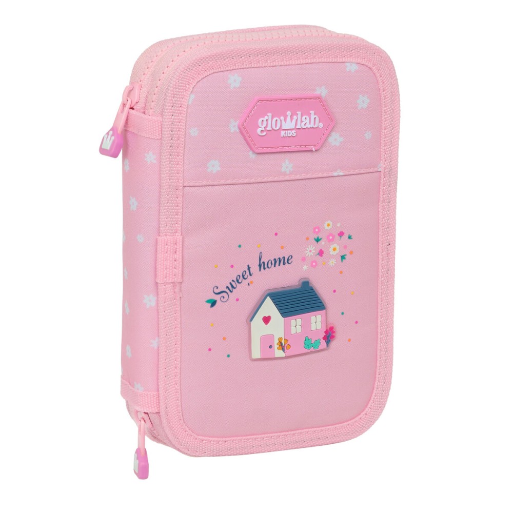 Doppel-Federtasche Glow Lab Sweet home Rosa 12.5 x 19.5 x 4 cm (28 Stücke)