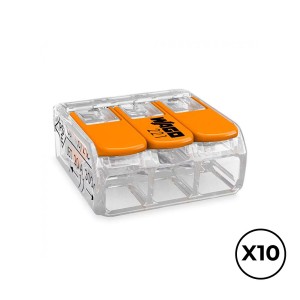 Quick connector Wago 18,8 x 18,6 x 8,4 mm 4 mm 450 V 3 conexiones (10 Units)