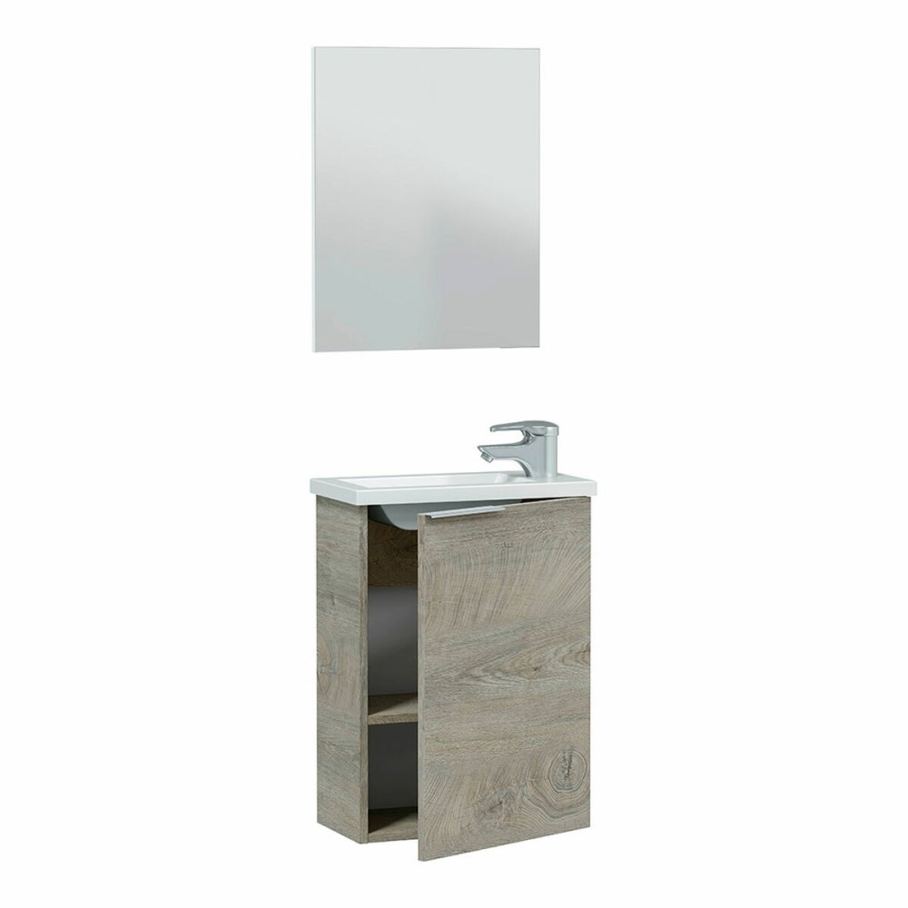 Shelf with hanger and mirror Forés Brown