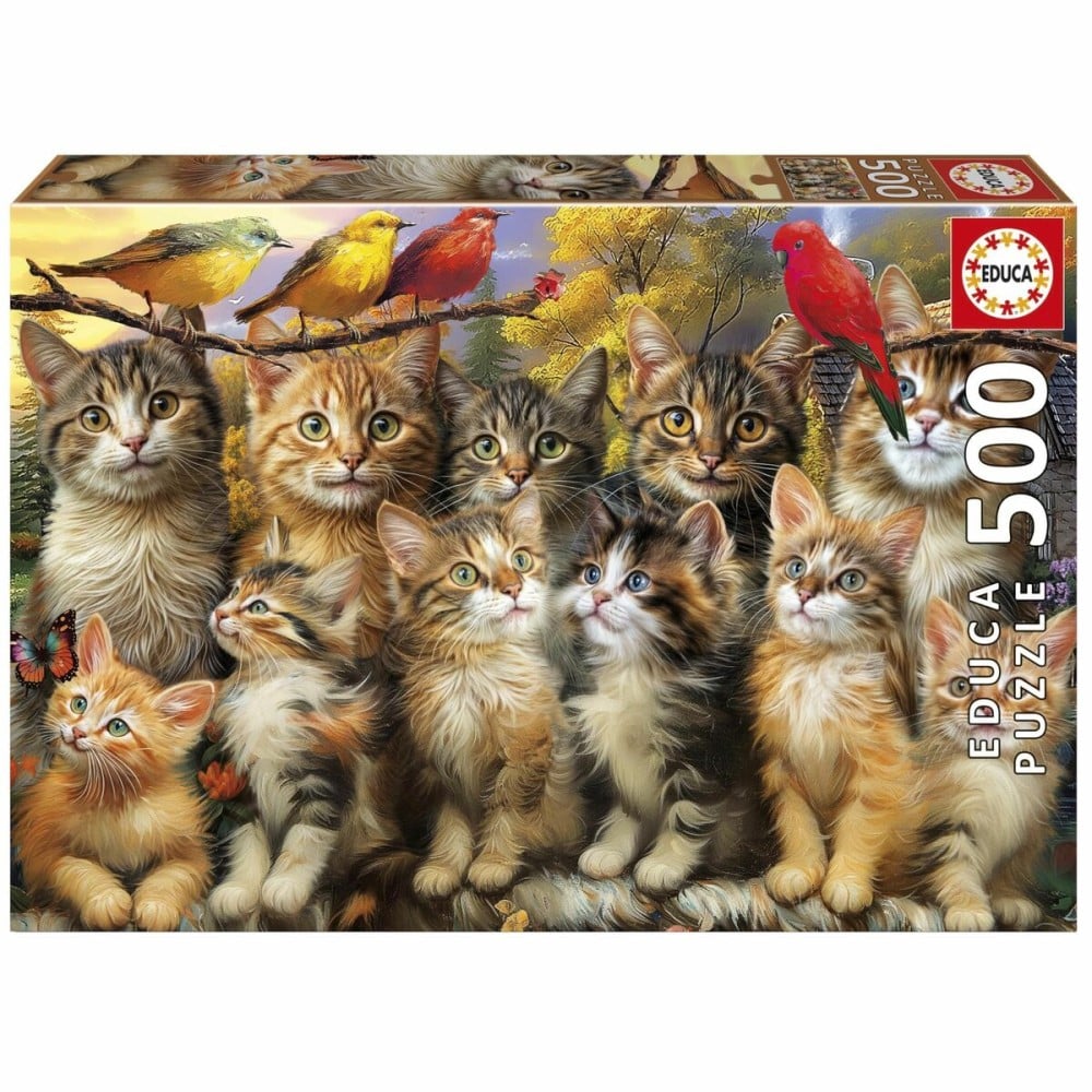 Puzzle Educa Gatitos y Pájaros 500 Pieces