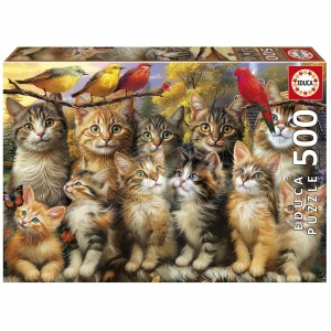 Puzzle Educa Gatitos y Pájaros 500 Pieces