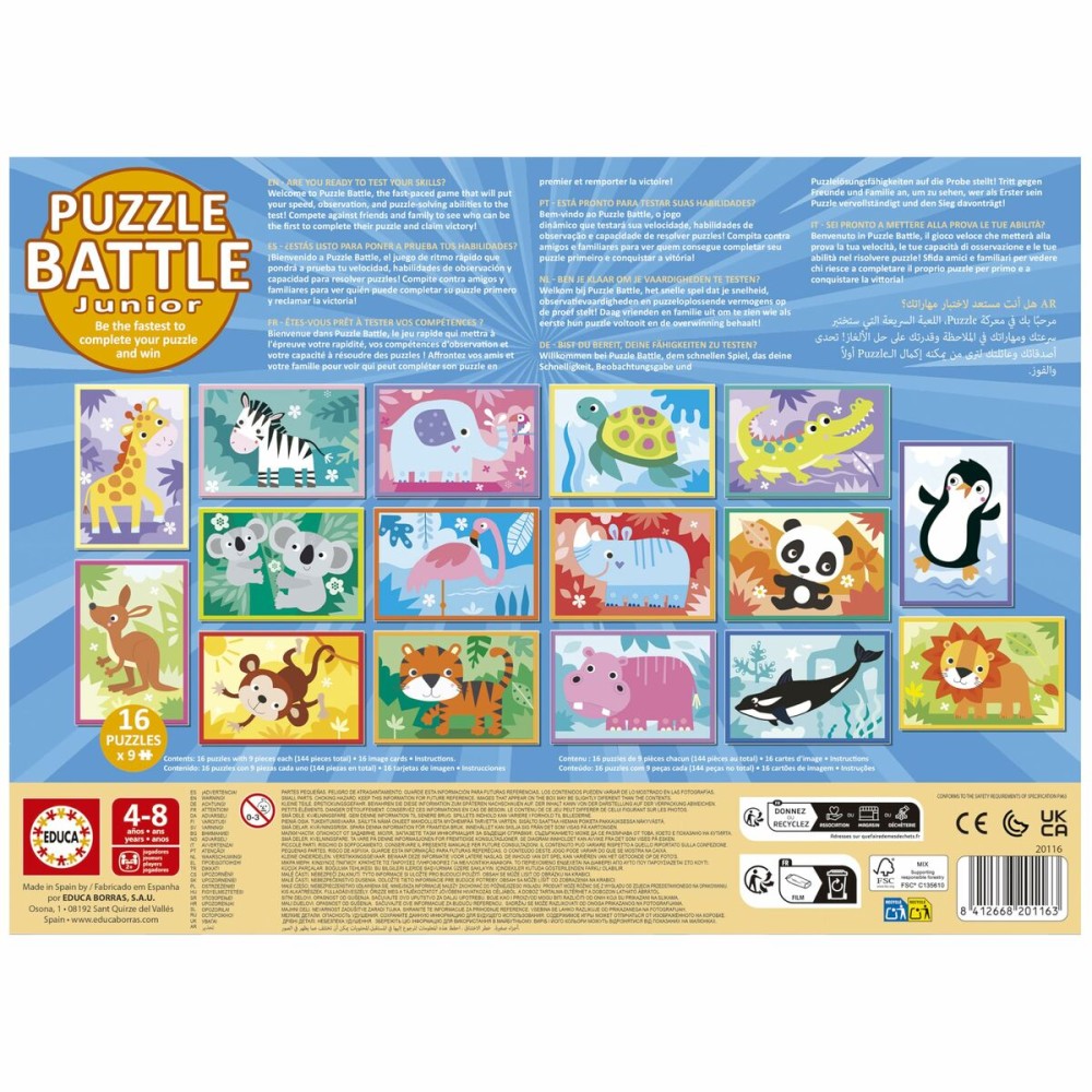 Puzzle Educa Battle Jr Animales 144 Stücke