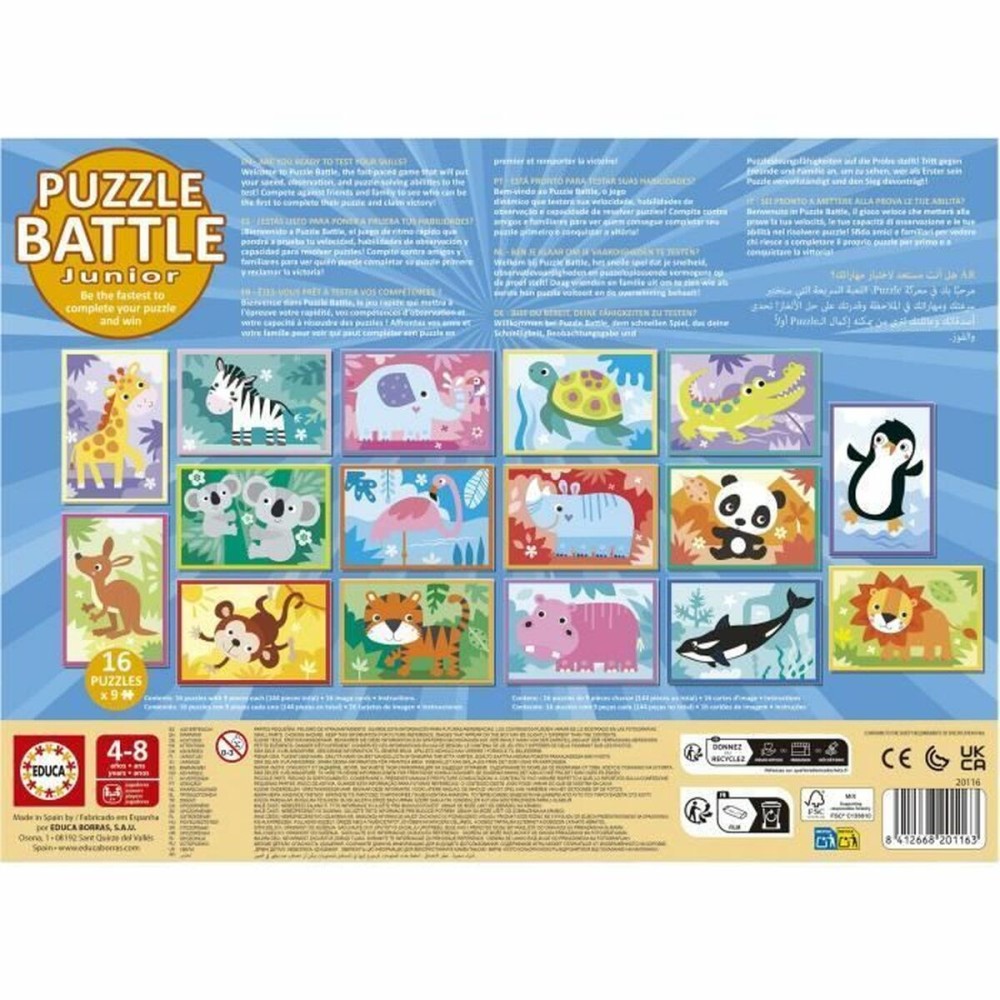 Puzzle Educa Battle Jr Animales 144 Stücke