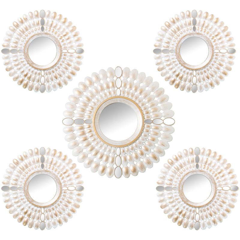 Ensemble de miroirs Alexandra House Living Blanc Doré Plastique 2 x 79 x 48 cm Rond