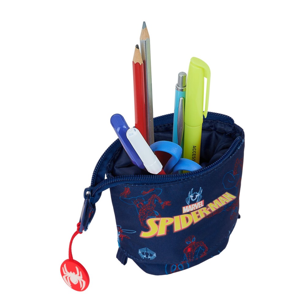 Pencil Holder Case Spider-Man Neon Navy Blue 8 x 19 x 6 cm