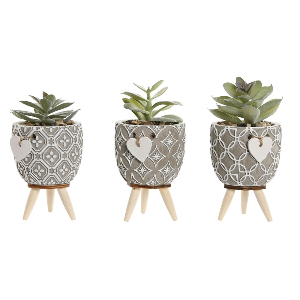 Plante décorative Home ESPRIT Polyéthylène Ciment 9,5 x 9,5 x 12 cm (3 Unités)
