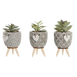 Plante décorative Home ESPRIT Polyéthylène Ciment 9,5 x 9,5 x 12 cm (3 Unités)