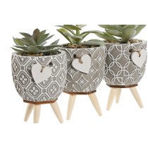 Plante décorative Home ESPRIT Polyéthylène Ciment 9,5 x 9,5 x 12 cm (3 Unités)