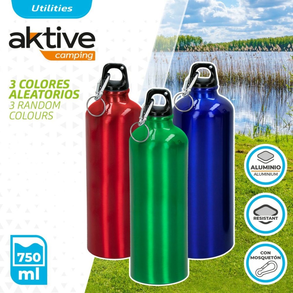 Bouteille d'eau Aktive 750 ml Mousqueton Aluminium 7 x 25 x 7 cm (24 Unités)