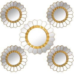 Mirror Set Alexandra House Living Golden Plastic 2 x 92 x 50 cm Circular