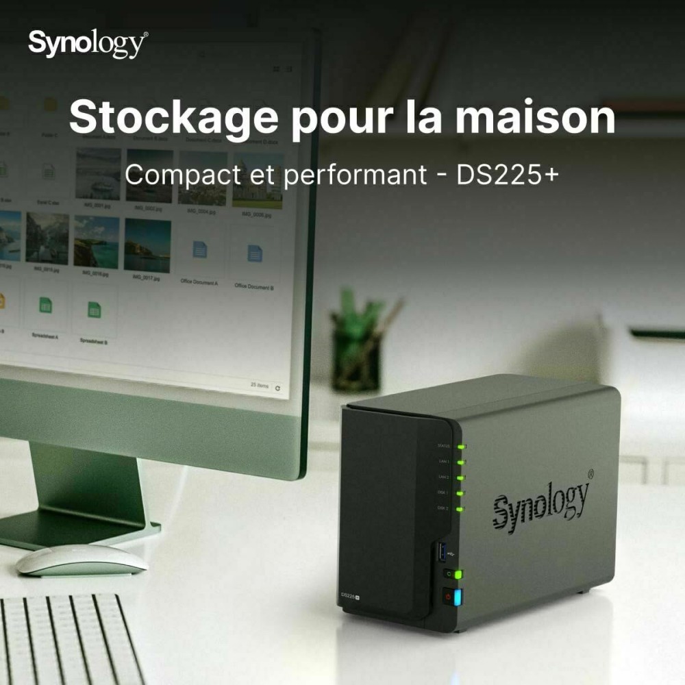 Stockage en Réseau NAS Synology DS225+ Noir Intel Celeron Intel Celeron J4125