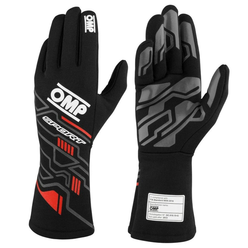 Gants de conduite pour hommes OMP SPORT Noir/Rouge XL