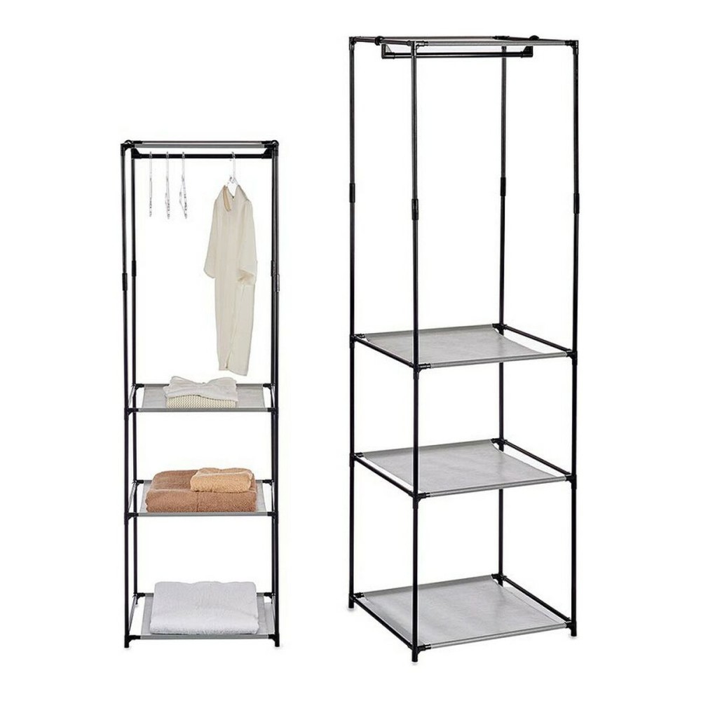 Garde-robe Kipit WR4205NB WR4205NB Noir Gris Tissu polypropylène Fer Plastique 43,5 x 160 x 50 cm