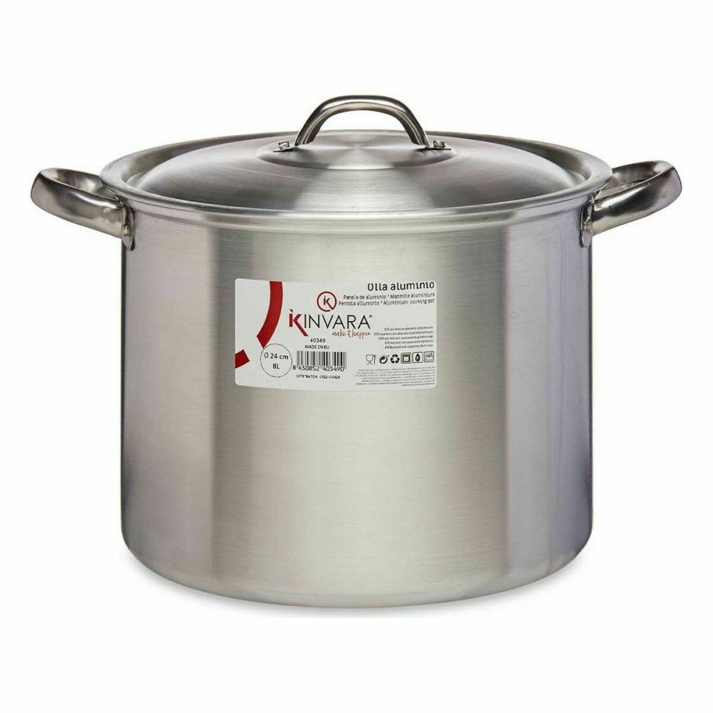 Marmite avec couvercle Kinvara 100035 100035 Argenté Aluminium 33 x 21,5 x 26 cm Ø 24 cm (6 Unités)