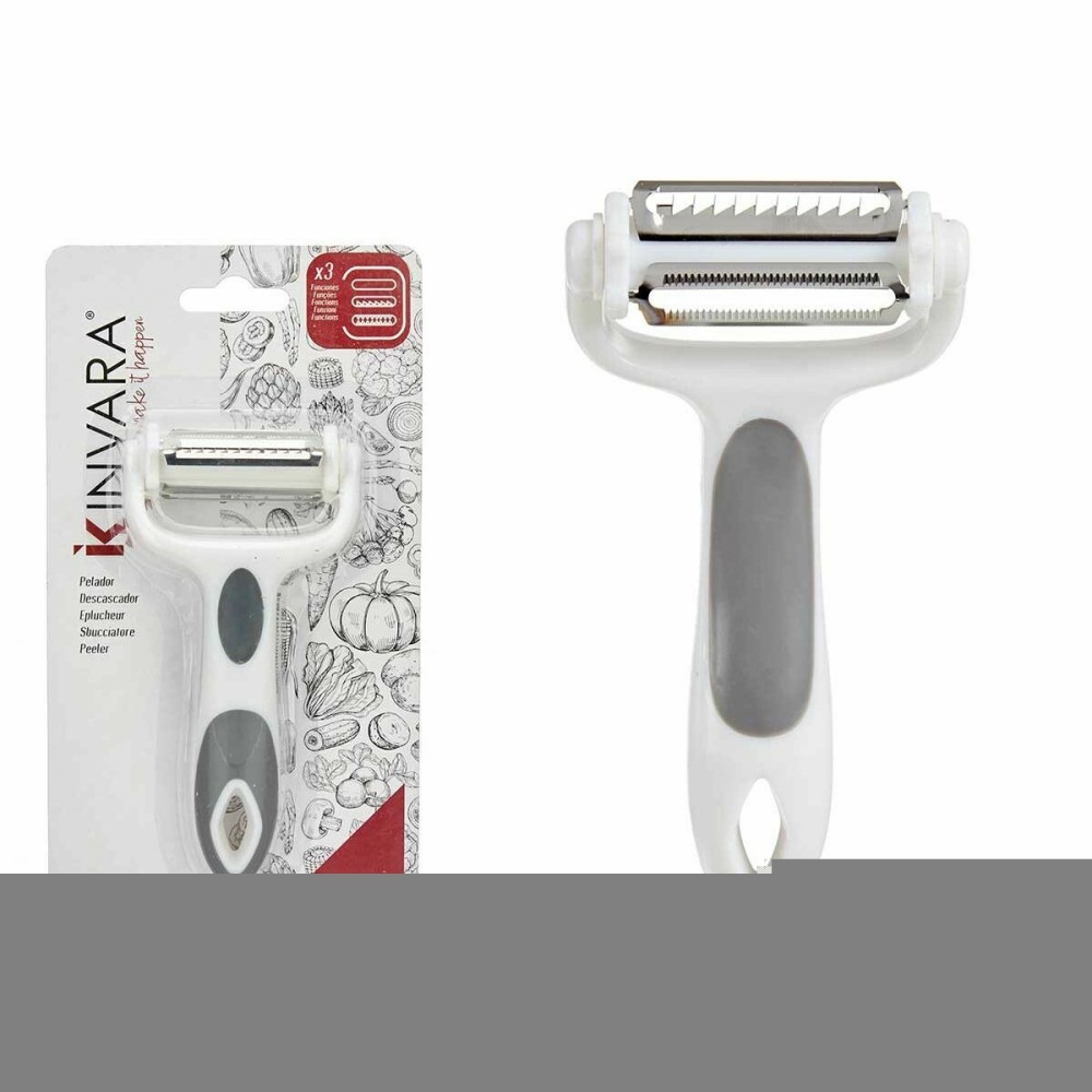 Schäler Kinvara Weiß Grau Edelstahl Polypropylen TPR 12 x 3 x 22 cm 3 in 1 (12 Stück)