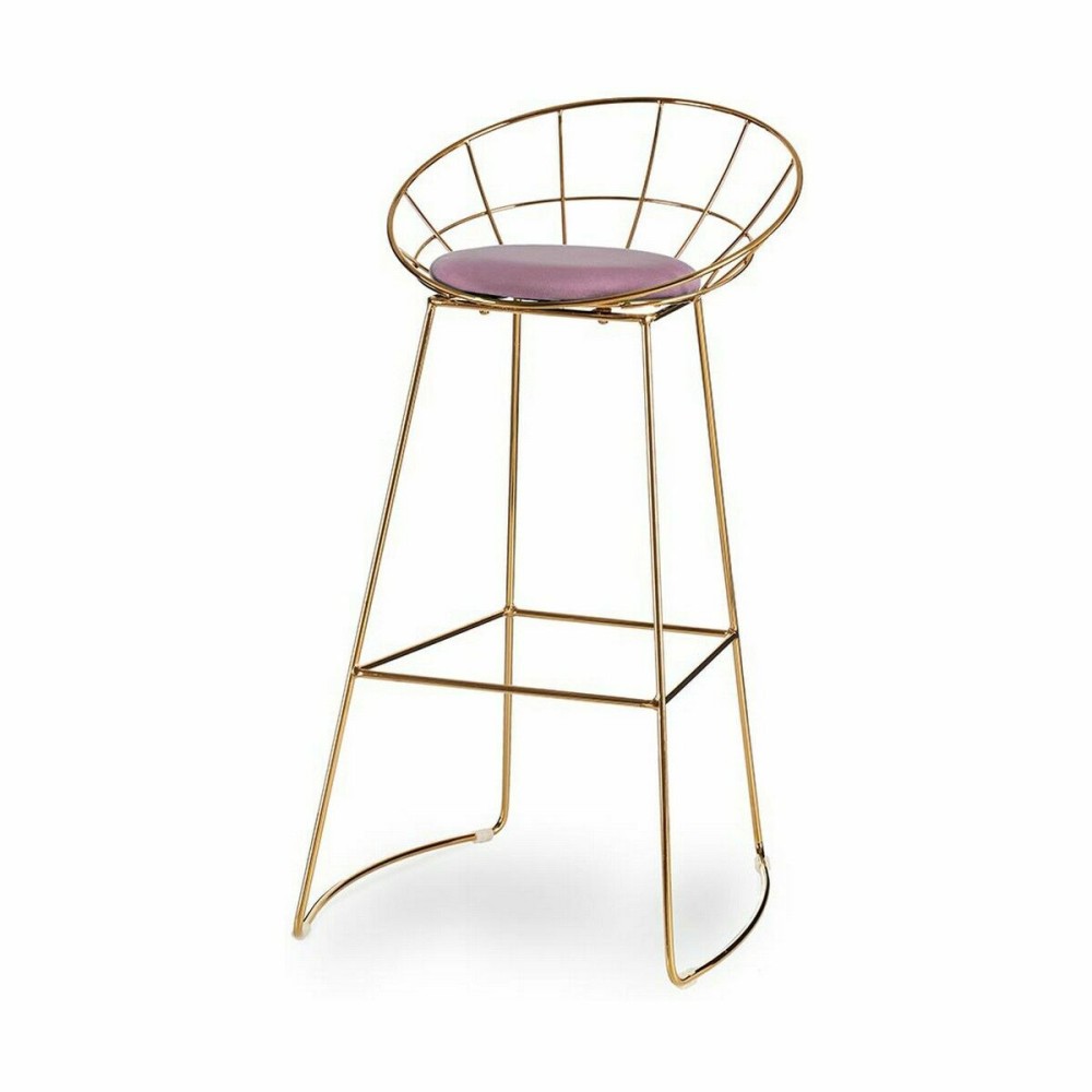 Stool Gift Decor Pink Golden Polyester Iron 51 x 94 x 52 cm (2 Units)