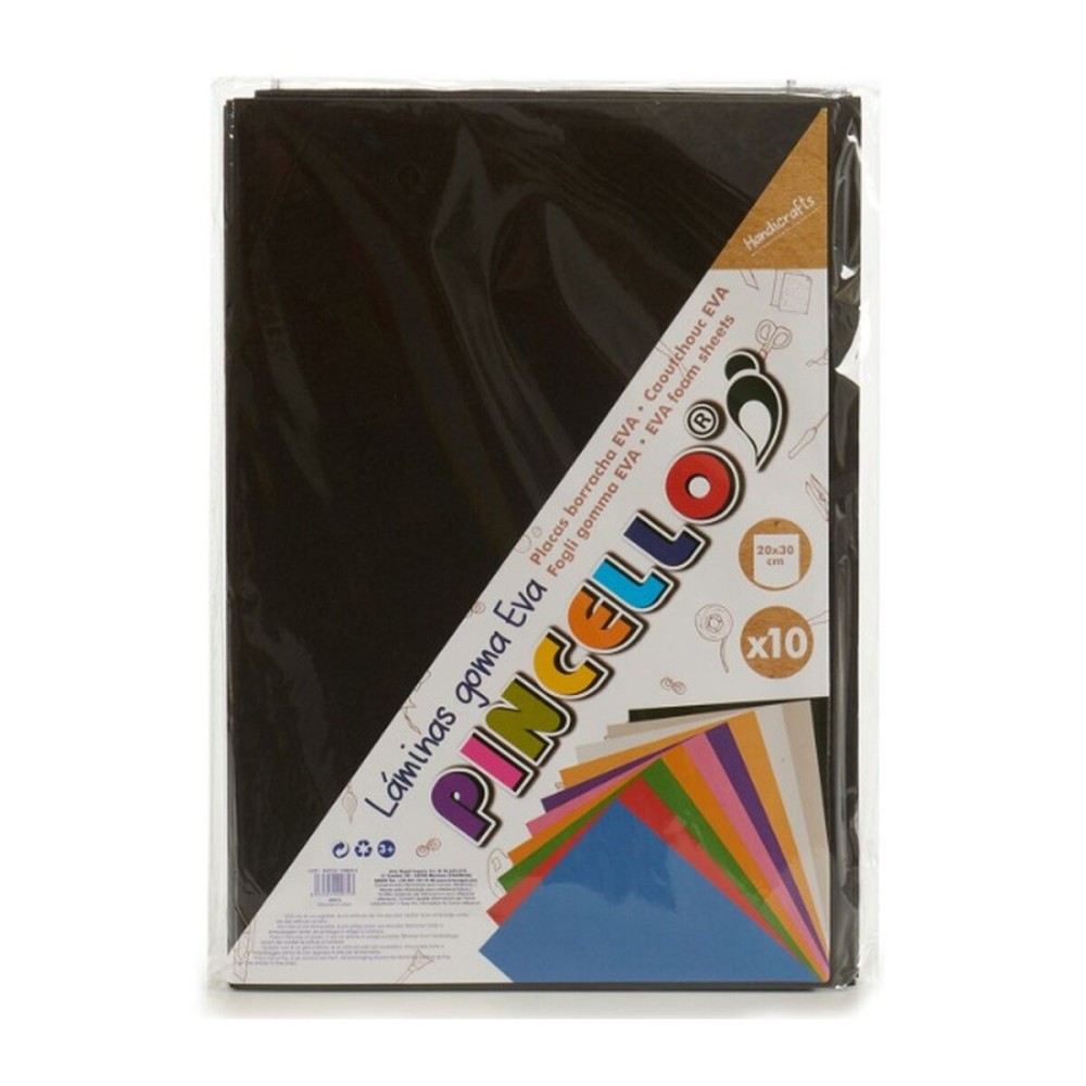 Moosgummi Pincello Schwarz 30 x 2 x 20 cm (24 Stück)