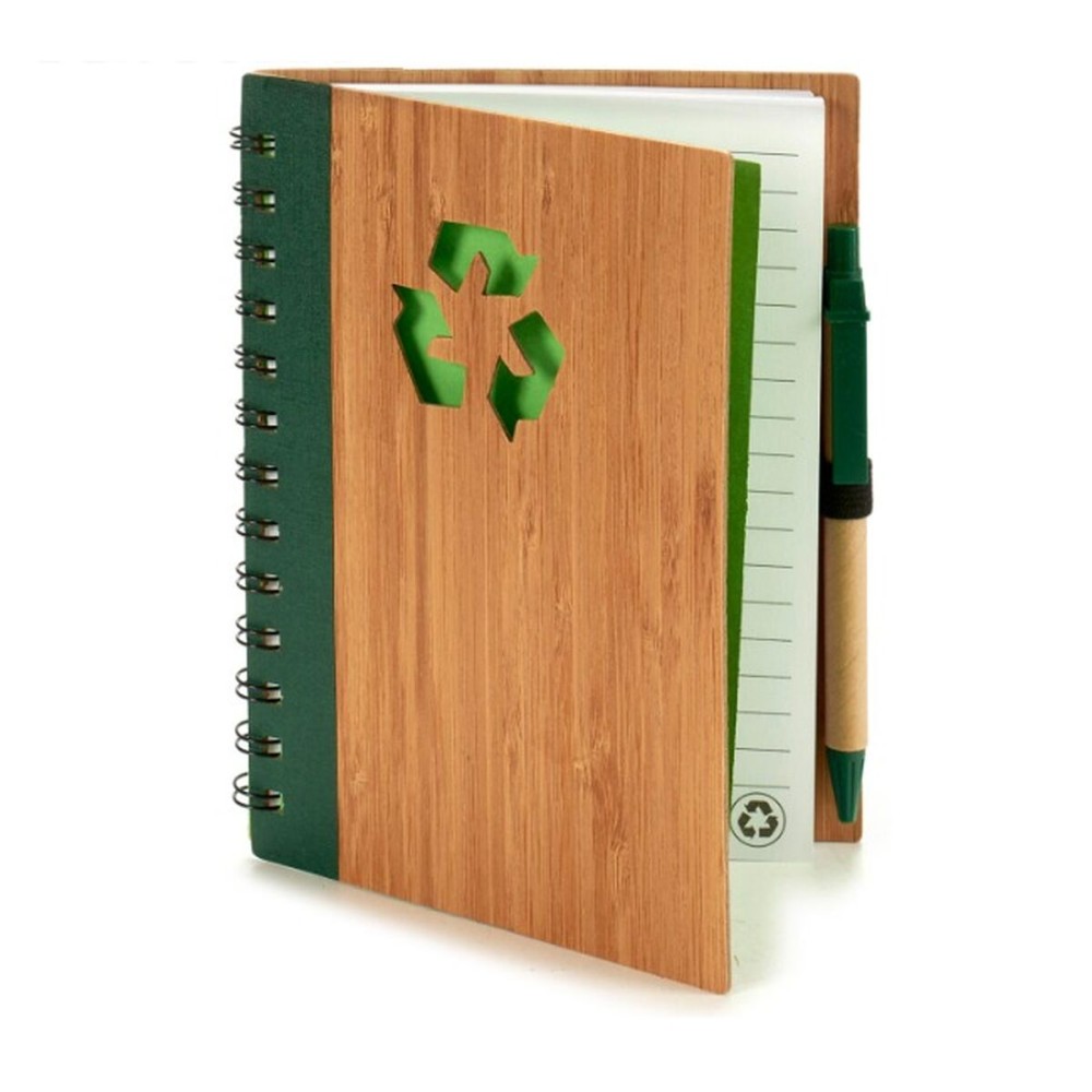 Spiral Notebook with Pen Pincello 1 x 18 x 14 cm Bamboo (12 Units)