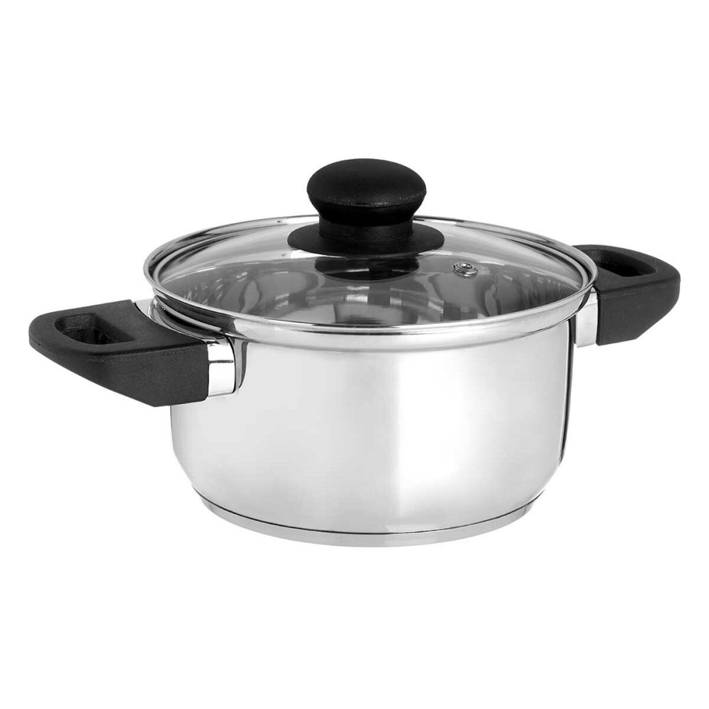 Casserole avec Couvercle en Verre Kinvara 16689B 16689B Transparent Argenté 1,8 L 28 x 9 x 18 cm (6 Unités)