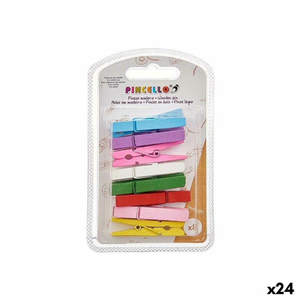 Pinces de serrage Pincello Multicouleur Bois Grand (24 Unités)