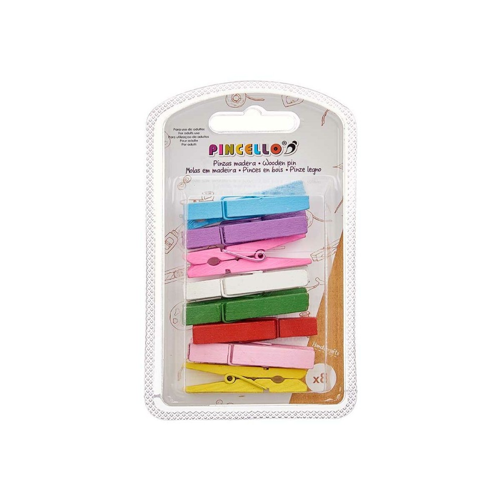 Pinces de serrage Pincello Multicouleur Bois Grand (24 Unités)