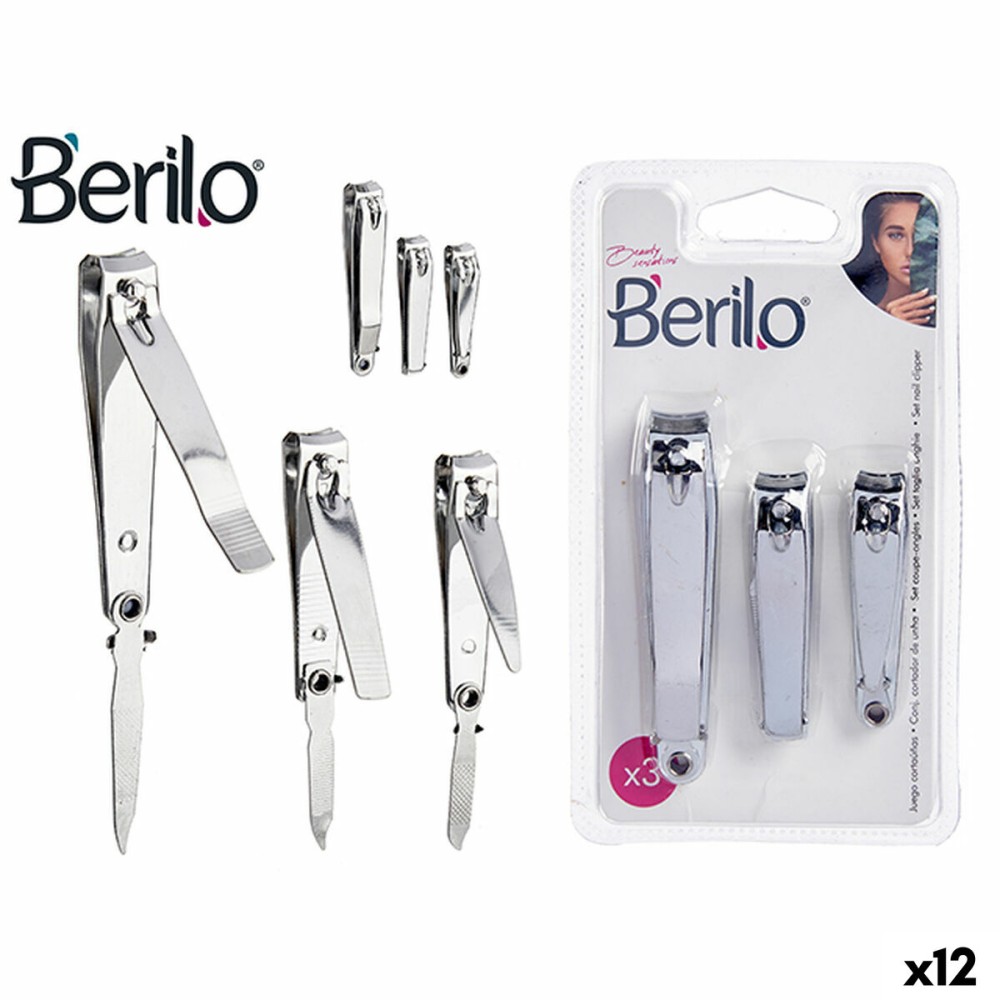 Ciseaux à ongles Berilo Argenté Métal (12 Unités)
