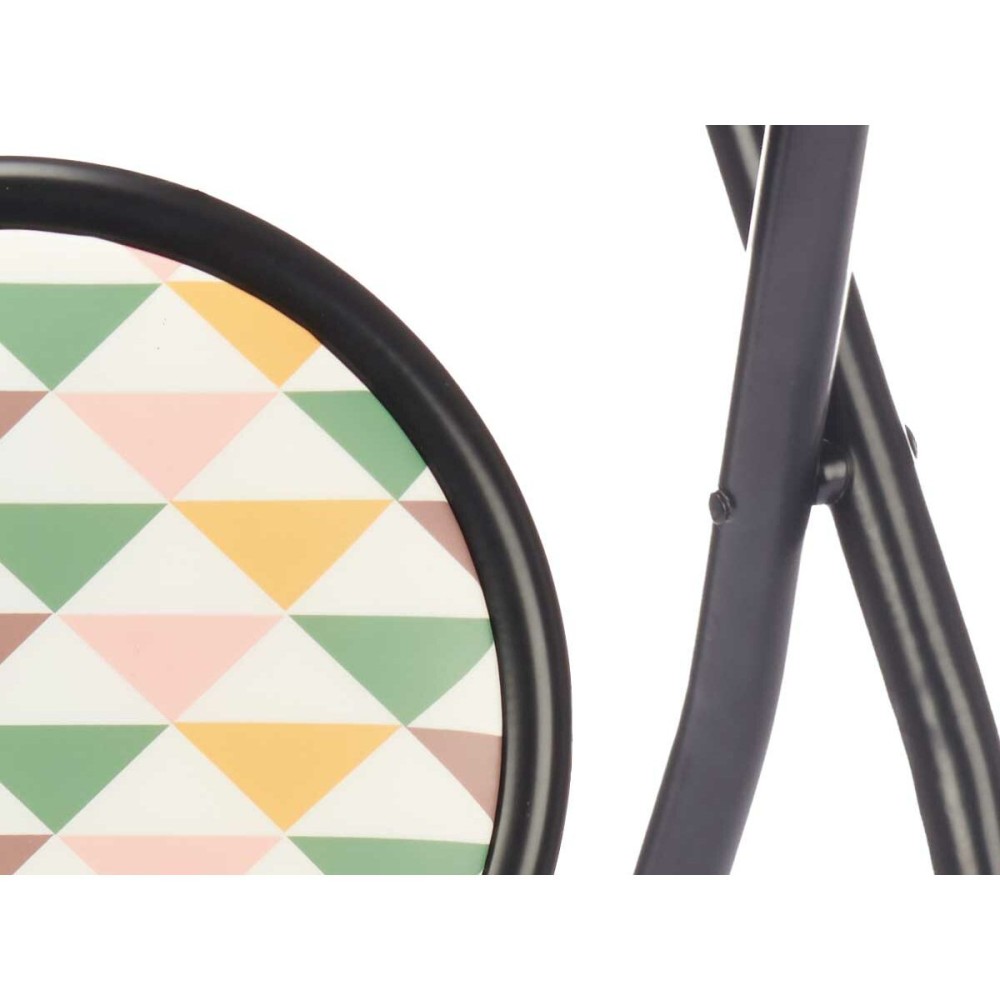 Folding Stool Gift Decor Geometric Black PVC Metal 30 x 30 x 45 cm 30 x 69 x 7 cm (10 Units)