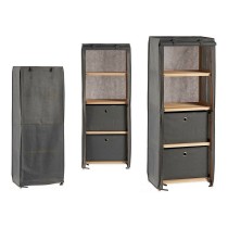 Regal Kipit Braun Grau Holz Stoff 28 x 113 x 42 cm
