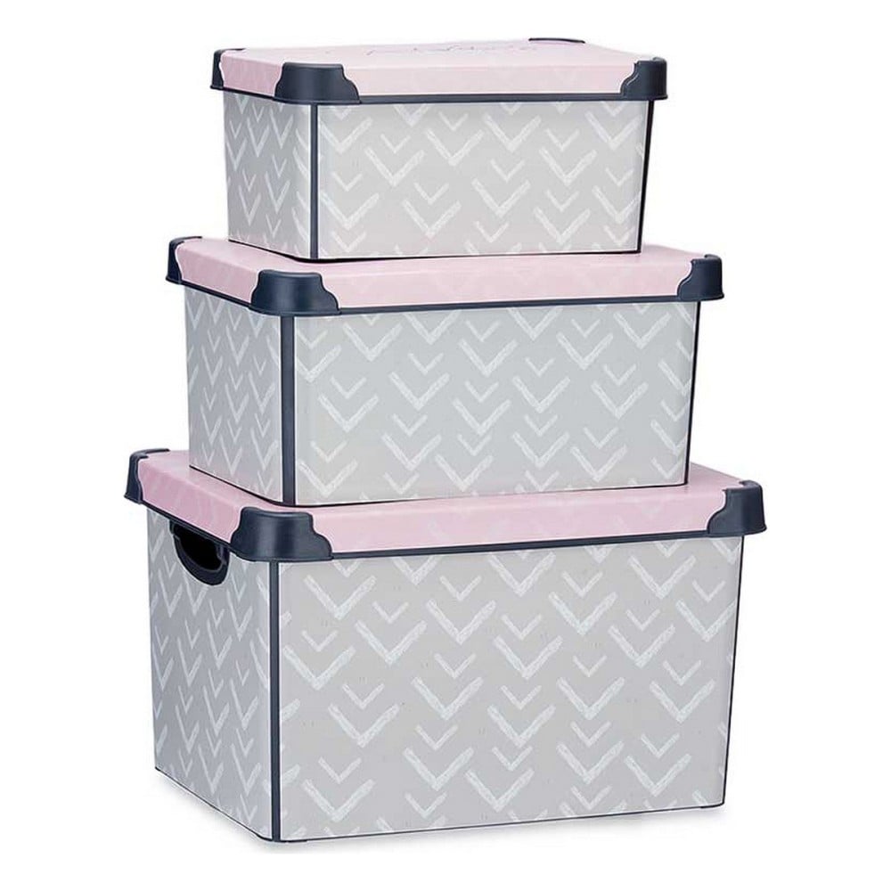 Set of Stackable Organising Boxes Kipit Vibes Plastic Printed
