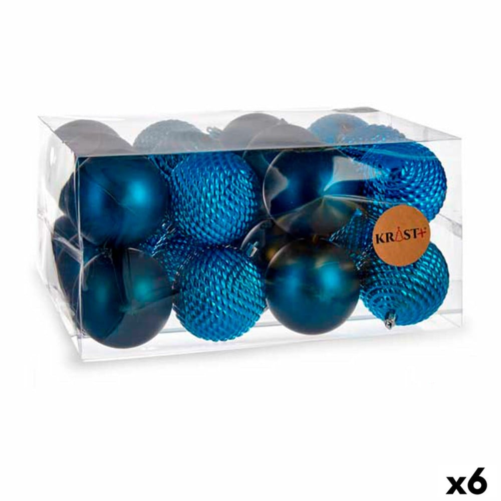 Lot de boules de Noël Krist+ Bleu Plastique Ø 8 cm (6 Unités)